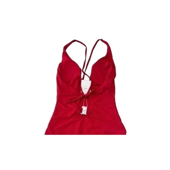 NWT Andie  Bali One Piece Swimsuit Deep V Neck Removable Cups ST/MT Cherry Red - Picture 7 of 13